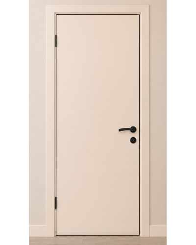 Дверной блок Капель Classic RAL 9001 кремовый глухой с черной алюминиевой кромкой ДБВ