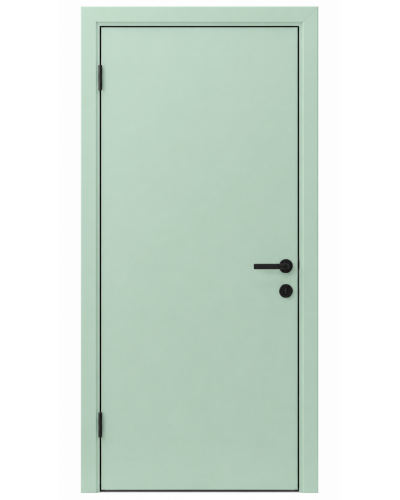Дверной блок Капель Classic RAL 6019 ментоловый глухой с черной алюминиевой кромкой ДБВ