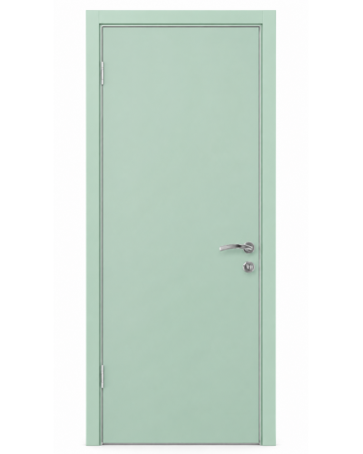 Дверной блок Капель Classic RAL 6019 ментоловый глухой со светлой алюминиевой кромкой ДБВ