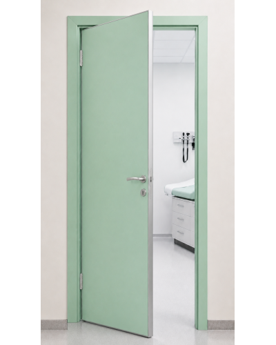 Дверной блок Капель Classic RAL 6019 ментоловый глухой со светлой алюминиевой кромкой ДБВ