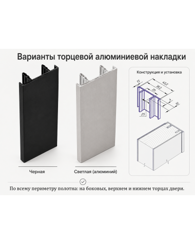Дверной блок Капель Classic RAL 7046 серый глухой с черной алюминиевой кромкой ДБВ