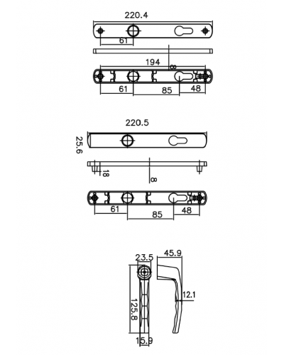 Купить  Ручки на планке V1-85BR (коричневый RAL 8017) –  от производителя  Vantage на официальном сайте