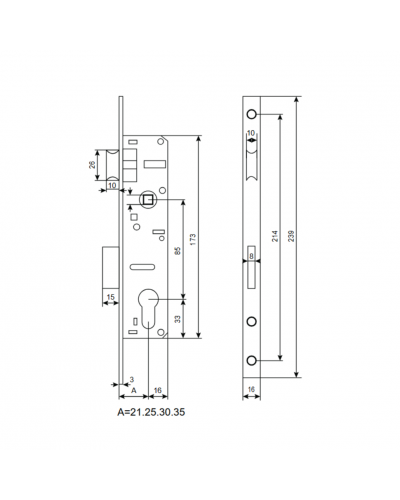 Silindir Kilidi L154-25 CP (Krom)
