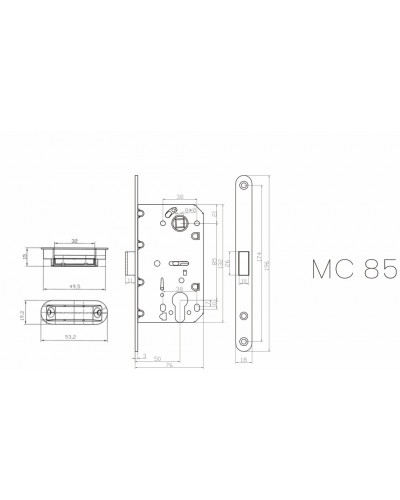 Magnetik silindirli kilit MC85SC (mat krom)